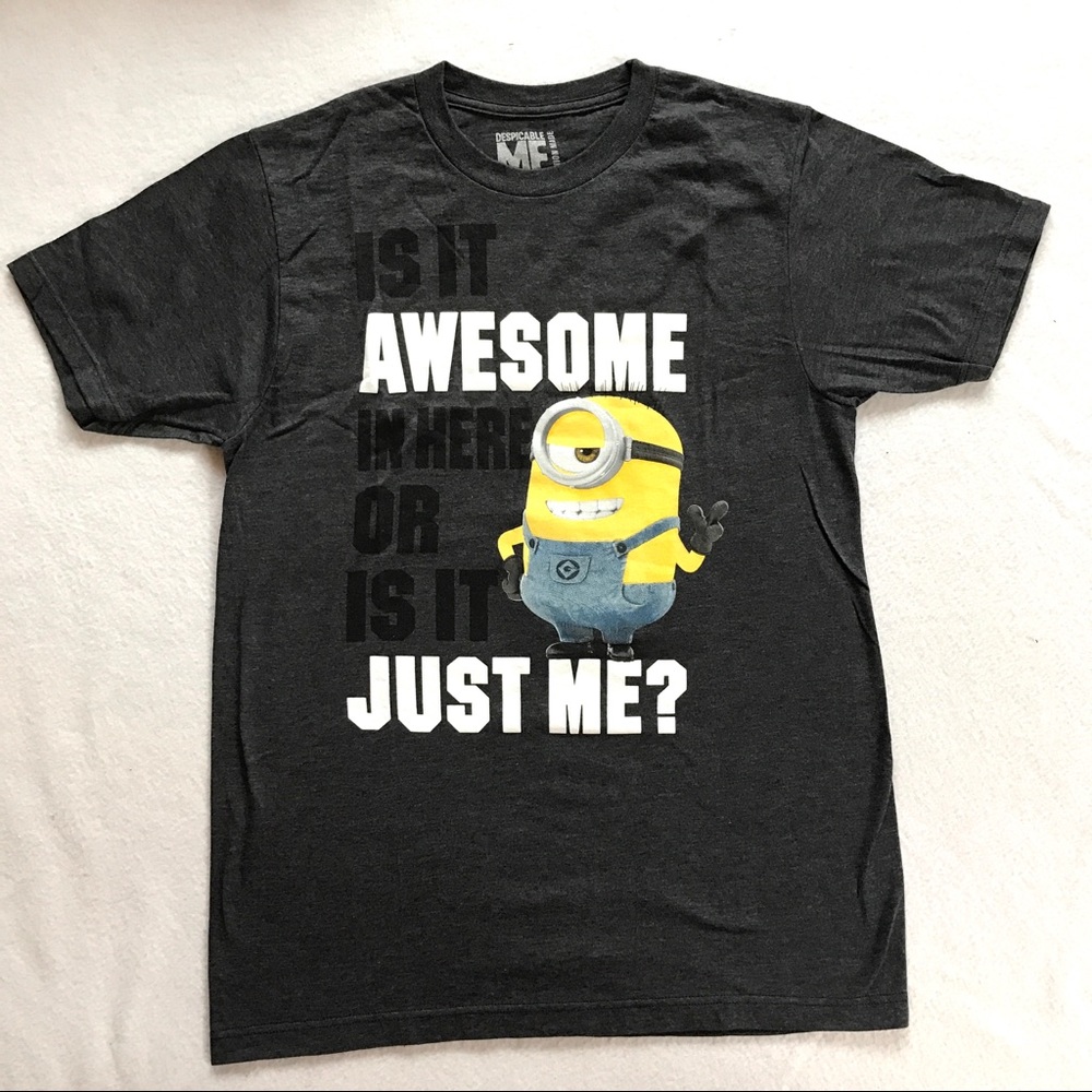 Dark Gray Despicable Me Awesome Minion T Shirt Tee Small Womens Mens Unisex